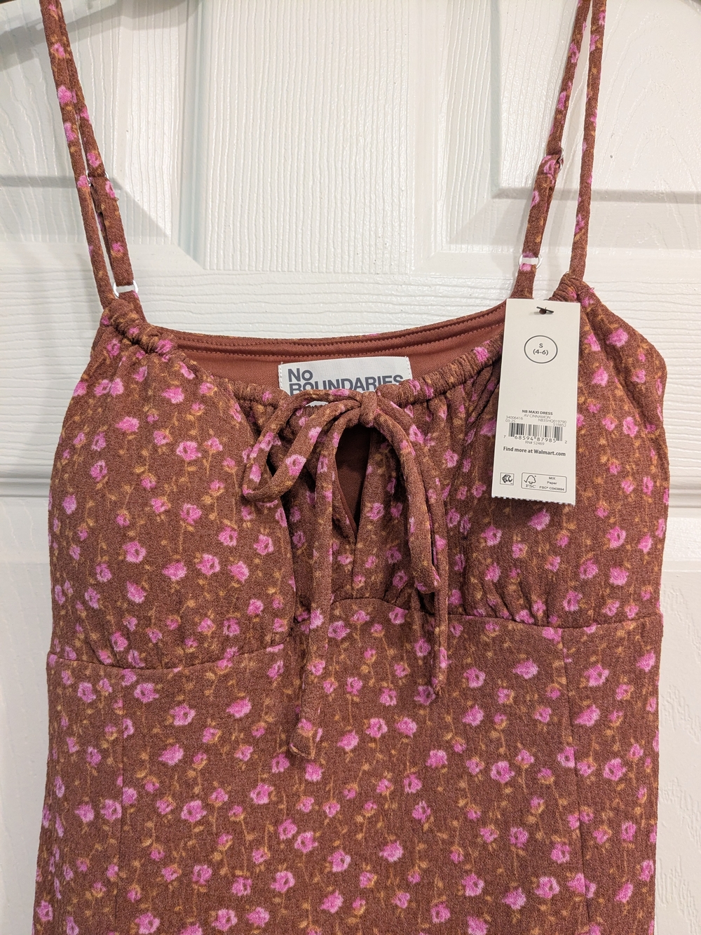 Brown Floral Tie-Front Maxi Dress NWT